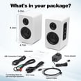 thumbnail image 5 of 80W Active Bookshelf Speakers, Home Bluetooth 5.3 Wireless Speaker with 3 inch Woofer, Stereo Studio Monitor Speakers, Bass & Treble Adjust TV Speakers with USB/Optical/AUX Input for PC Gaming, White, 5 of 9