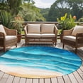 thumbnail image 4 of Teal Blue Beach Coastal Round Area Rug 8Ft Washable Large Circle Rugs for Living Room Dorm, Summer Nautical Seaside Ocean Ombre Non-Slip Carpet Floor Mats Indoor Outdoor Carpet Runner Home Decor, 4 of 8