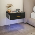 thumbnail image 2 of Glavbiku Nightstand with 1 Drawer,Acrylic Base USB Wireless Charging Station for Home,Adult,Black, 2 of 9