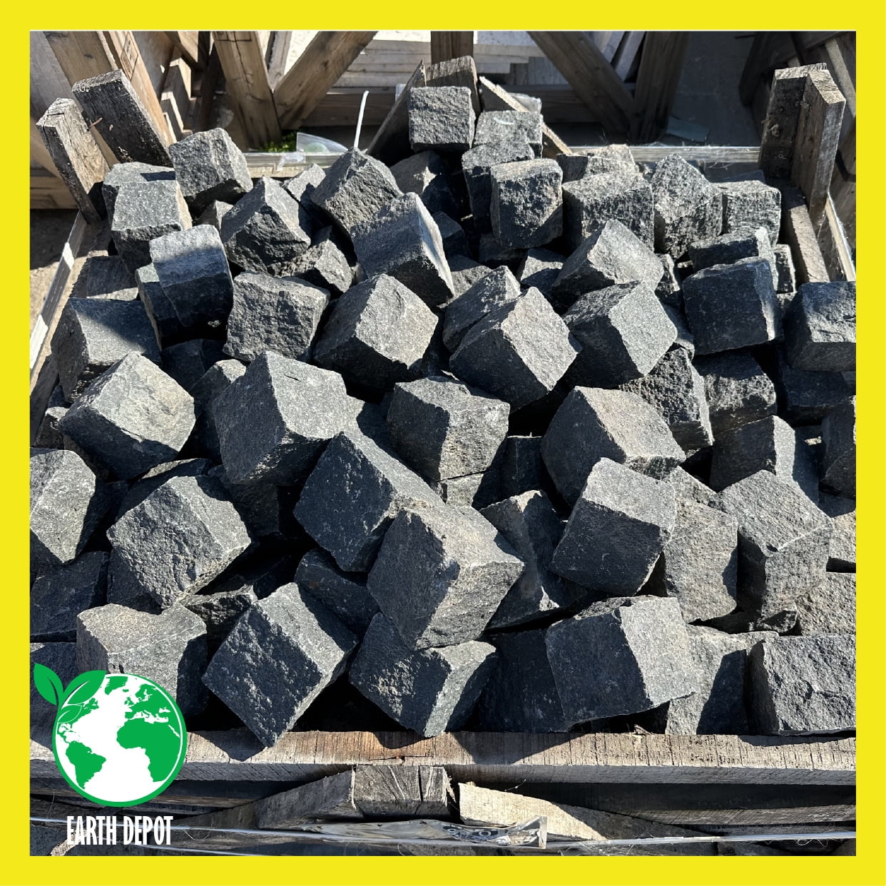 3 PACK! Black Granite Cobble Stone 4" Square Rocks, For Walkway Edging, Landscaping, Aquarium Fish Tank Cave Decorations, Lizard Terrariums, Zen Gardens, Decorative Ponds, Water Features, and more