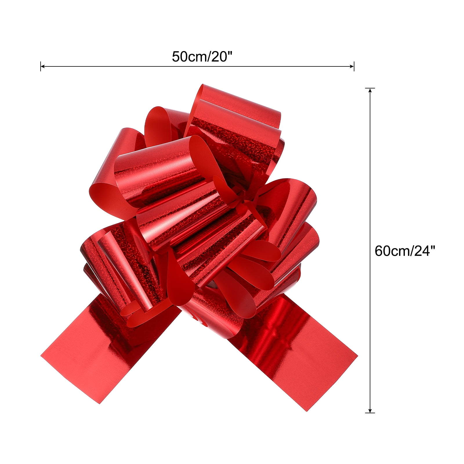 20 Inch Giant Large Pull Bow 1 Pcs Big Glitter Metallic Car Bows Ribbon for Wedding Presents Gift Wrapping Christmas, Red