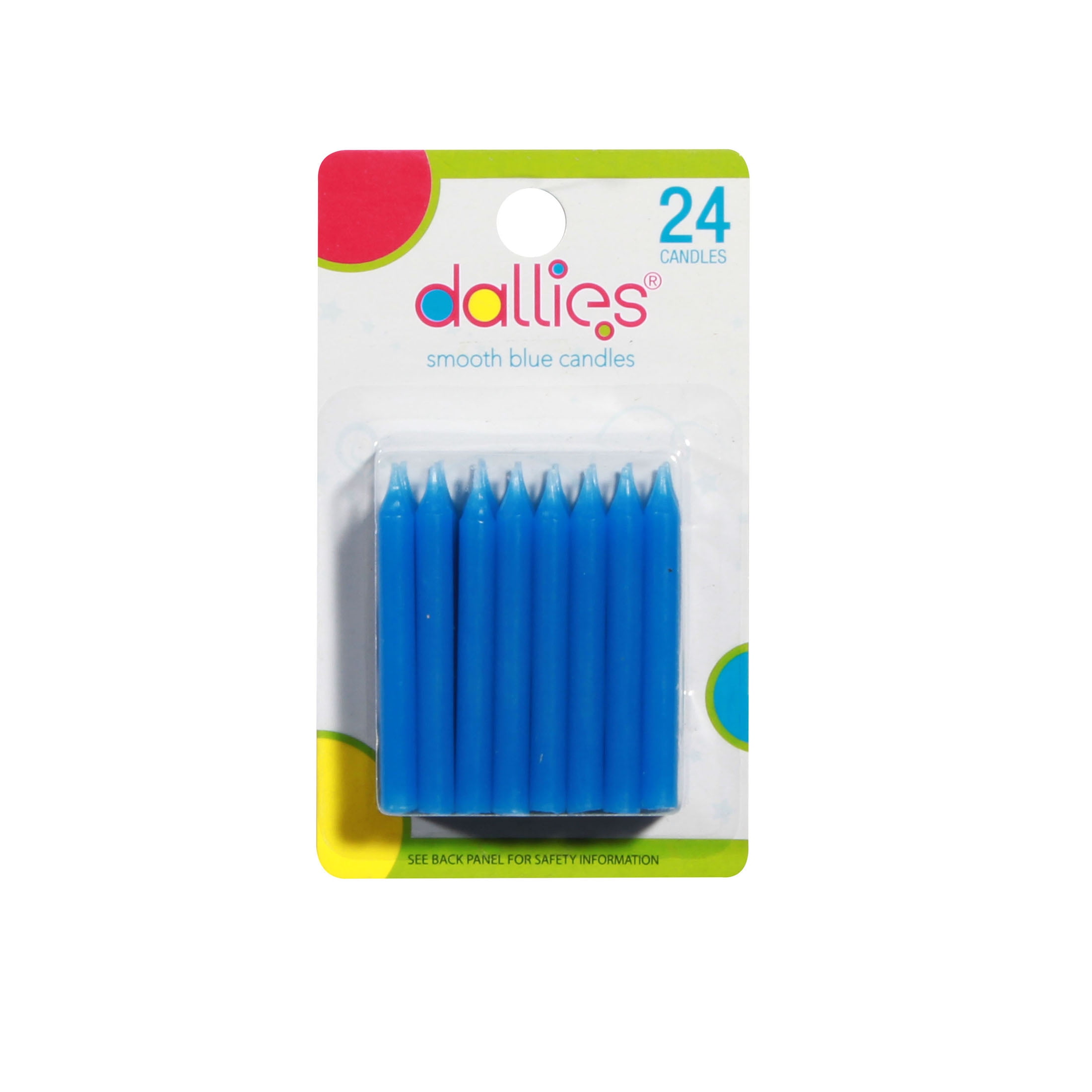 Dallies Smooth Blue Candles, 24 Birthday Candles