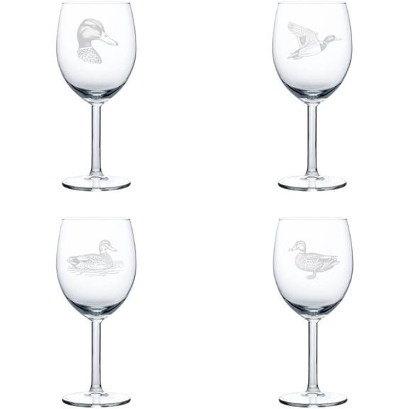 Set of 4 Wine Glass Gift Duck Collection (10 oz)