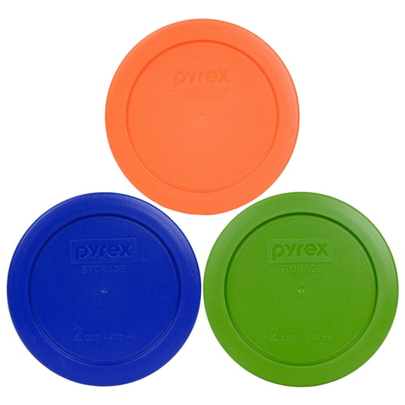Pyrex Replacement Lid 7200-PC Trio in Lawn Green, Orange, and Cobalt Blue for Pyrex 7200 Bowl (Sold Separately)