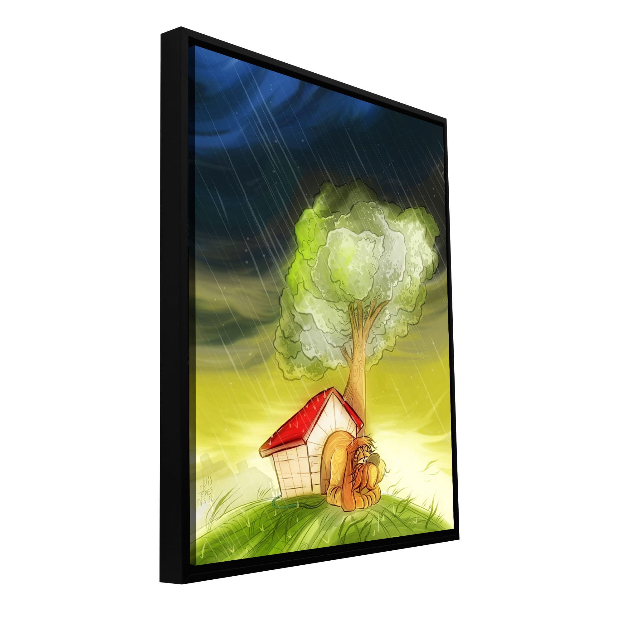 Luis Peres "Dog In The Rain" Floater-Framed Gallery-Wrapped Canvas
