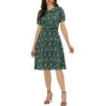 thumbnail image 1 of Unique Bargains Robe Élégante à Fleurs pour Femme à Col Peter Pan avec Ceinture, 1 of 6
