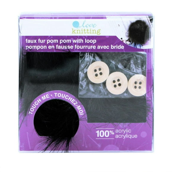 LOVE KNITTING Pom Pom 10 cm (4 in) Black - 2pcs