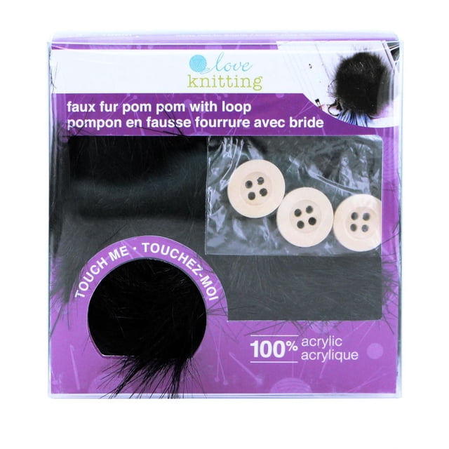 LOVE KNITTING Pom Pom 10 cm (4 in) Black - 2pcs
