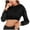 Black, variant on MuZeFu Crop Hoodies for Women Trendy Fashion Women's Round-Neck Pullover Tops Long Sleeve Hooded Blouse Sweatshirt
