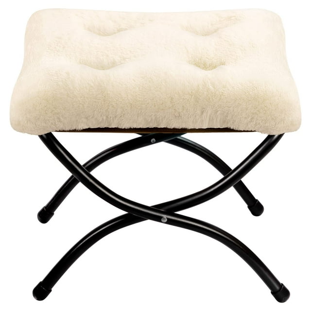 Reposapiés Ottoman HollyHome, plegable, acolchado, color beige, de 15 pulgadas