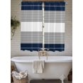 thumbnail image 7 of Living Room Curtains 72 Inches length, Navy Blue Grey Stripe Window Treatment Curtain Drapes, Modern Art Horizontal Striped Light Filtering Drapes for Bedroom Laundry Room, 52"x72", 2 Panels, 7 of 7