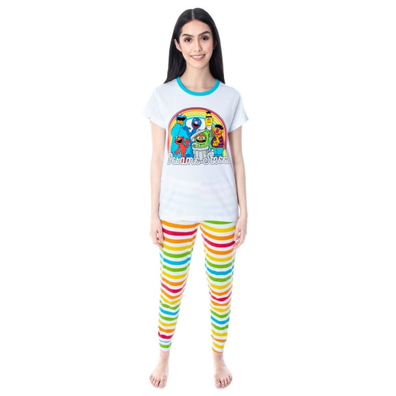Sesame Street Vintage Character Rainbow Mommy and Me Matching Outfit Pajama Set - Women's, Kids, and Toddler Sizes