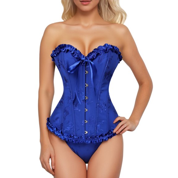 Lace Shaping Underbust Corset For Enhanced Bust Support And Elegant For A,Color:Blue