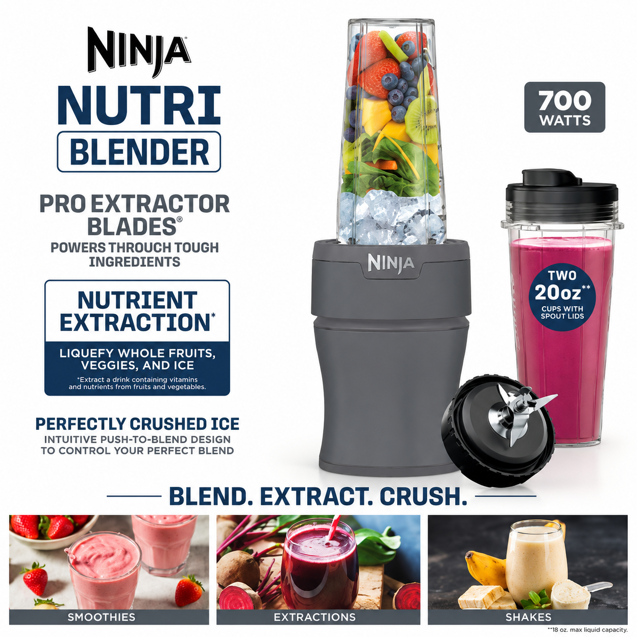 Ninja Nutri-Blender 20-Oz Personal Blender, Gray photo 8