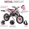 thumbnail image 2 of Fompes Dirt Bike, 49cc 2-Stroke Gas Mini Bike for Kids Off Road Mini Motorcycle with Front Fork and Shock Absorption, Up to 25Mph, Pink, 2 of 20