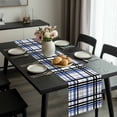 thumbnail image 2 of Blue Black Plaid Table Runner 72 Inches Long, Farmhouse Blue Black Checkered Kitchen Coffee Dining Table Decoration for Home Party Birthday Wedding Home Decor 14x72 Inches, 2 of 8