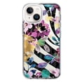 thumbnail image 1 of MUNDAZE Apple iPhone 14 Plus Shockproof Clear Hybrid Protective Phone Case Zebra Stripes Tropical Flowers Purple Blue Summer Vibes Cover, 1 of 5
