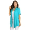 thumbnail image 3 of Moa Collection Women's Solid Short Sleeve Cardigan Casual Lightweight Open Design, 3 of 4