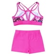thumbnail image 4 of Sholeno Kids Girls Swimwear 2 Piece Athletic Tankini Swimsuit Floral Print Crop Top With Booty Shorts Gardenia&Hot Pink 10, 4 of 7