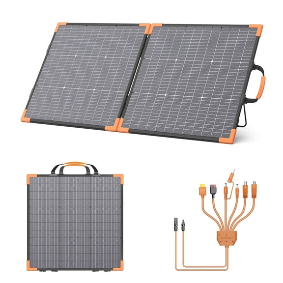 MHPOWOS 100W 20V Bifacial Portable Solar Panel High Efficiency Foldable Solar Panel Charger IP68 Waterproof for Power Station Solar Generator Outdoor Camping RV Off Grid System