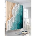 thumbnail image 3 of Fsddascl Turquoise Coastal Beach Shower Curtain Set - Small 36" x 72" Washable Bathtub Curtain with 12 Hooks, Modern Ombre Sea Waves Art Waterproof Fabric Stall Shower Curtains for Bathroom/Bathtub, 3 of 6