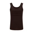 thumbnail image 3 of Stichou Women's Tank Tops Summer Sleeveless Top Crew Neck Basic Pleated Loose Fit Casual Tunic Blouses Light Brown S, 3 of 5
