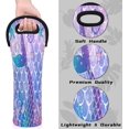 thumbnail image 4 of Bolsa de mano para una sola botella de vino con diseño de estrella de mar y escamas de sirena, bolsa térmica para llevar vino en viajes y bolsa térmica para picnic, regalo de playa, bolsa protectora, 4 of 7