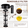 thumbnail image 4 of Cold Brew Coffee Maker, 40 Oz Iced Pitcher with Mesh Filter, Glass Ice Making Jug for Fridge Black, 4 of 6