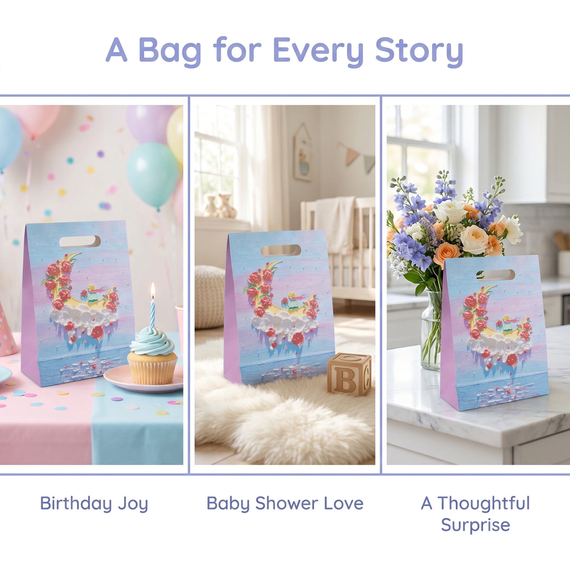 Unique Bargains Thickened Gift Bags with Comfortable Handles Prince 5.9" x 2.8" x 8.3"