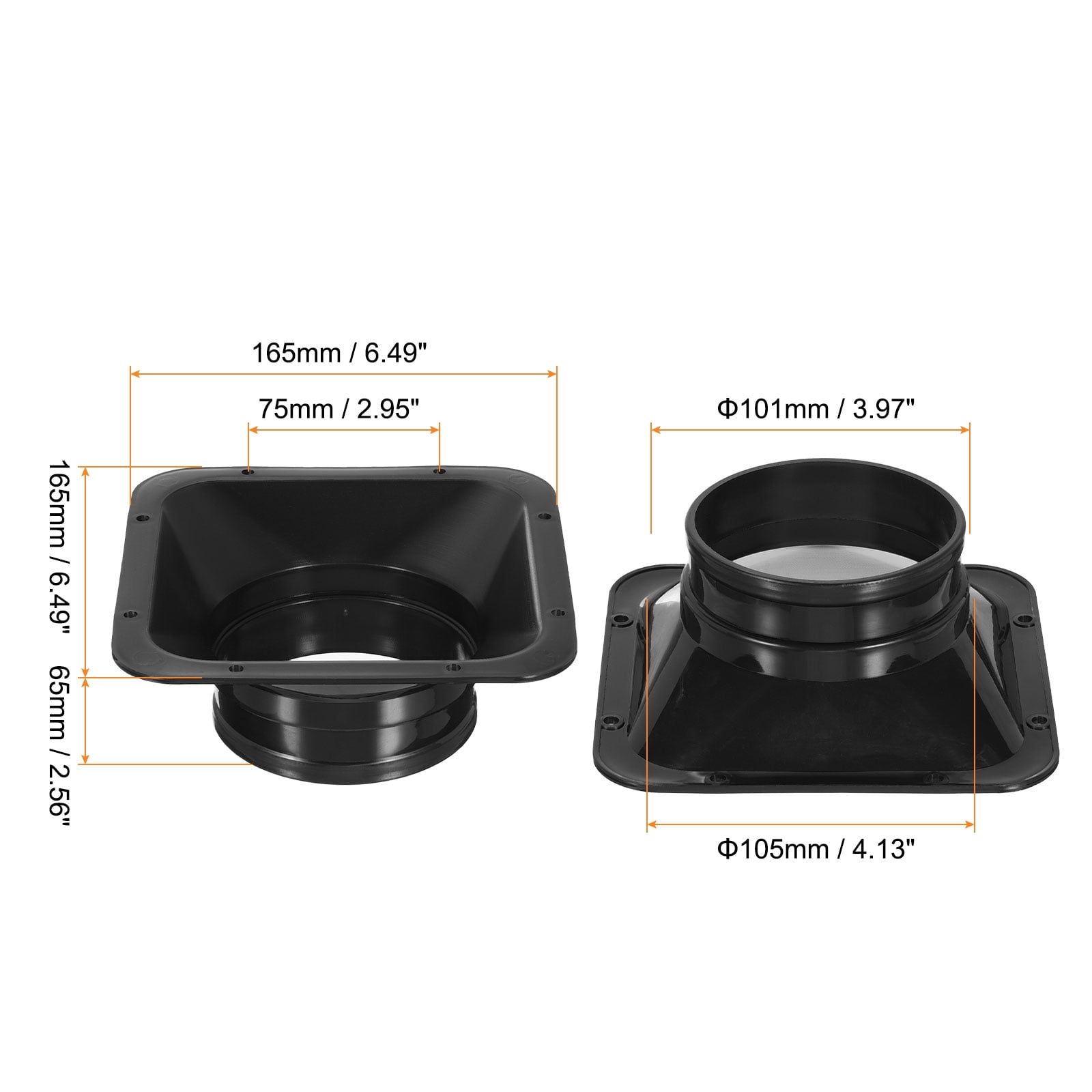 Uxcell 4.1" Duct Connector Flange, PP Dryer Vent Wall Plate Square to Round for Air Heating Cooling Ventilation