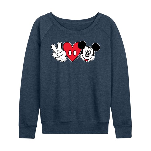 Mickey & Friends - Peace Love Mickey - Women's Lightweight French Terry Long Sleeve Shirt