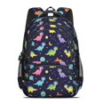 thumbnail image 2 of Dinosaur and Planets Blue Pattern Backpack for School, Cute School Bag with Adjustable Shoulder Straps and Padded Back, 16.9"x12.6"x5.9", 2 of 5