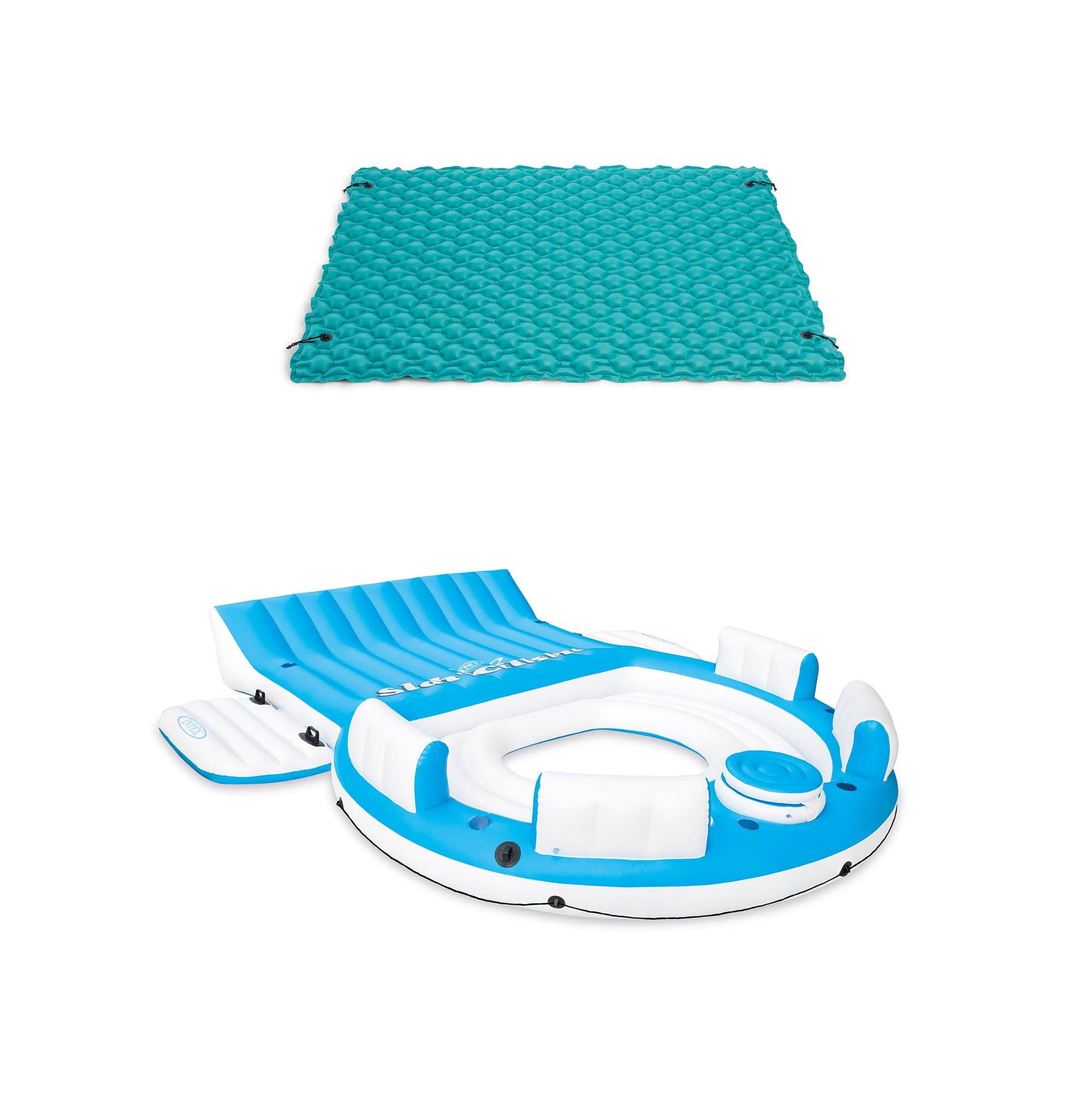 Intex Giant Inflatable Platform Mat Float & Intex Relaxation Island Float Raft - Walmart.com