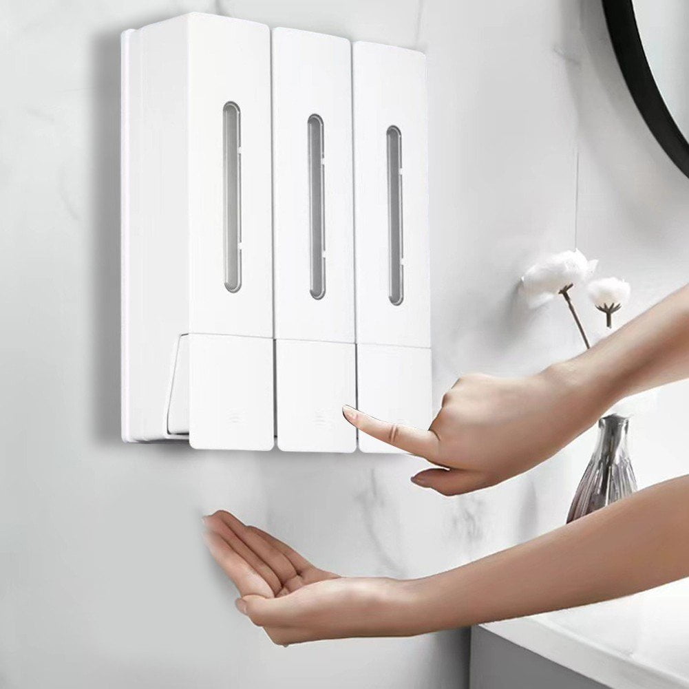 Shampoo and Conditioner Dispenser Shower Soap Dispenser Shower Dispenser 3 Chamber No Drill Shampoo Dispenser, Wall Mounted for Home Hotel