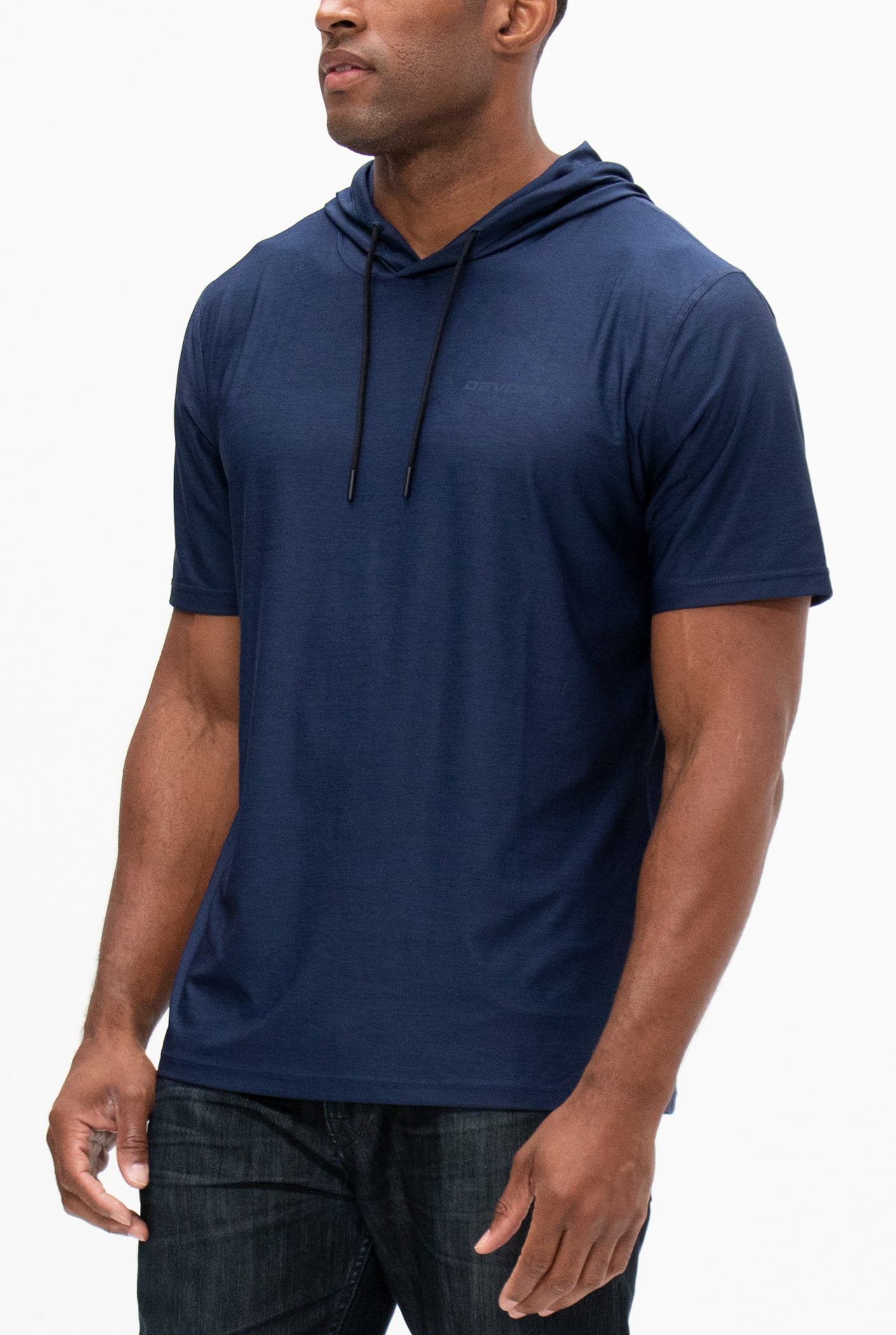 DEVOPS 3 Pack Men's Hoodie Short Sleeve Fishing Hiking Running Workout T- shirts (Large, Black/Blue/Red) 