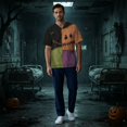 thumbnail image 4 of Men's Halloween T-Shirts Short Sleeve Spooky Pumpkin V Neck T Shirt Comfy Casual Nursing Workwear with Pockets Green XXL, 4 of 6