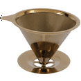 thumbnail image 1 of 2X Double Wall Stainless Steel Titanium Gold pour Over Coffee Dripper Filter with Cup Stand and Handle, 1 of 7
