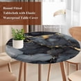 thumbnail image 5 of Abstract Art Round Fitted Table Cover Gold Grey Gradient Marble Texture Waterproof Table Cloth with Elastic Edge Wipeable Tablecloth for Picnic Camping Party Fits 55"-60" Diameter, 5 of 8