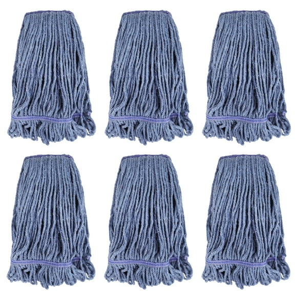 Commercial Heavy Duty Mop Heads Replacement for Rubbermaid: 6 Packs Industrial Wet Mop Head for Floor Cleaning - Commercial Products Looped End String Head Refills