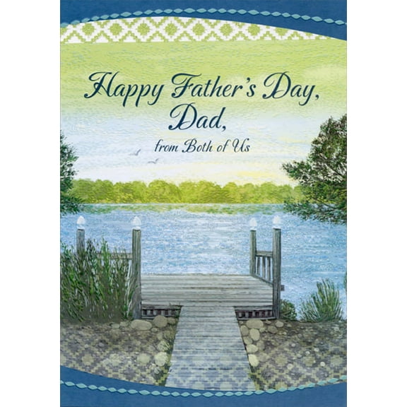 Designer Greetings Dock on Sparkling Glitter Lake: Dad Father's Day Card from Both of Us