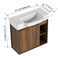 thumbnail image 4 of Tcbosik 24" Floating Bathroom Vanity with Ceramic Sink, Wall Mounted Vanity Cabinet with Open Shelf and Soft Closing Door for Small Space, Brown Ebony, 4 of 10