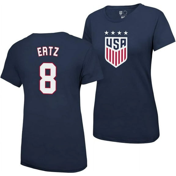 U.S. Soccer USWNT 4 Star Offical Licensed Ertz Number 8 Women's T-Shirt - Navy
