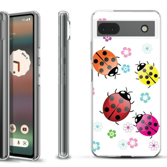 Slim-Fit Gel TPU Phone Case for Google Pixel 6a, by OneToughShield ® - Ladybug