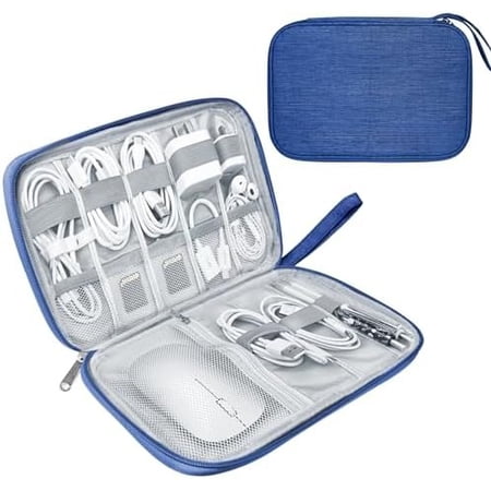 Electronics Travel Organizer Portable Waterproof Electronic Travel Storage Bag for Small Charging Cord Storage Charger Small Electronics SD Card etc for Travel Business -Navy Blue
