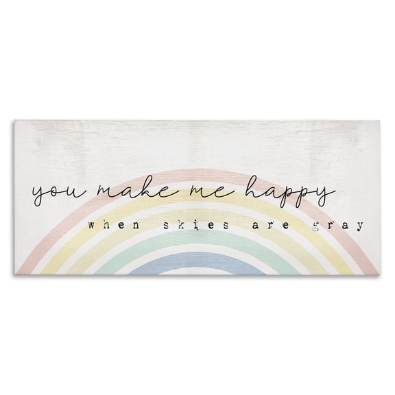 Stupell Industries Farmhouse Happy Phrase Rustic Rainbow Canvas Art, 24 x 10, by Lil' Rue