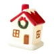 thumbnail image 2 of Mini casa navideña de cerámica, adorno navideño, decoración, regalo decorativo con luz Arco de borde rojo, 2 of 9