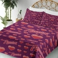 thumbnail image 3 of Ambesonne Romantic Emoji Fitted & Top Sheet Set with Shams, Valentines Heart, Dark Magenta and Dark Pink, 3 of 5
