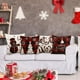 thumbnail image 4 of Juego de 4 fundas de almohada navideñas de 18 x 18 pulgadas, diseño rústico de cuadros negros y rojos, de lino, para sofá, decoración navideña, 4 of 6