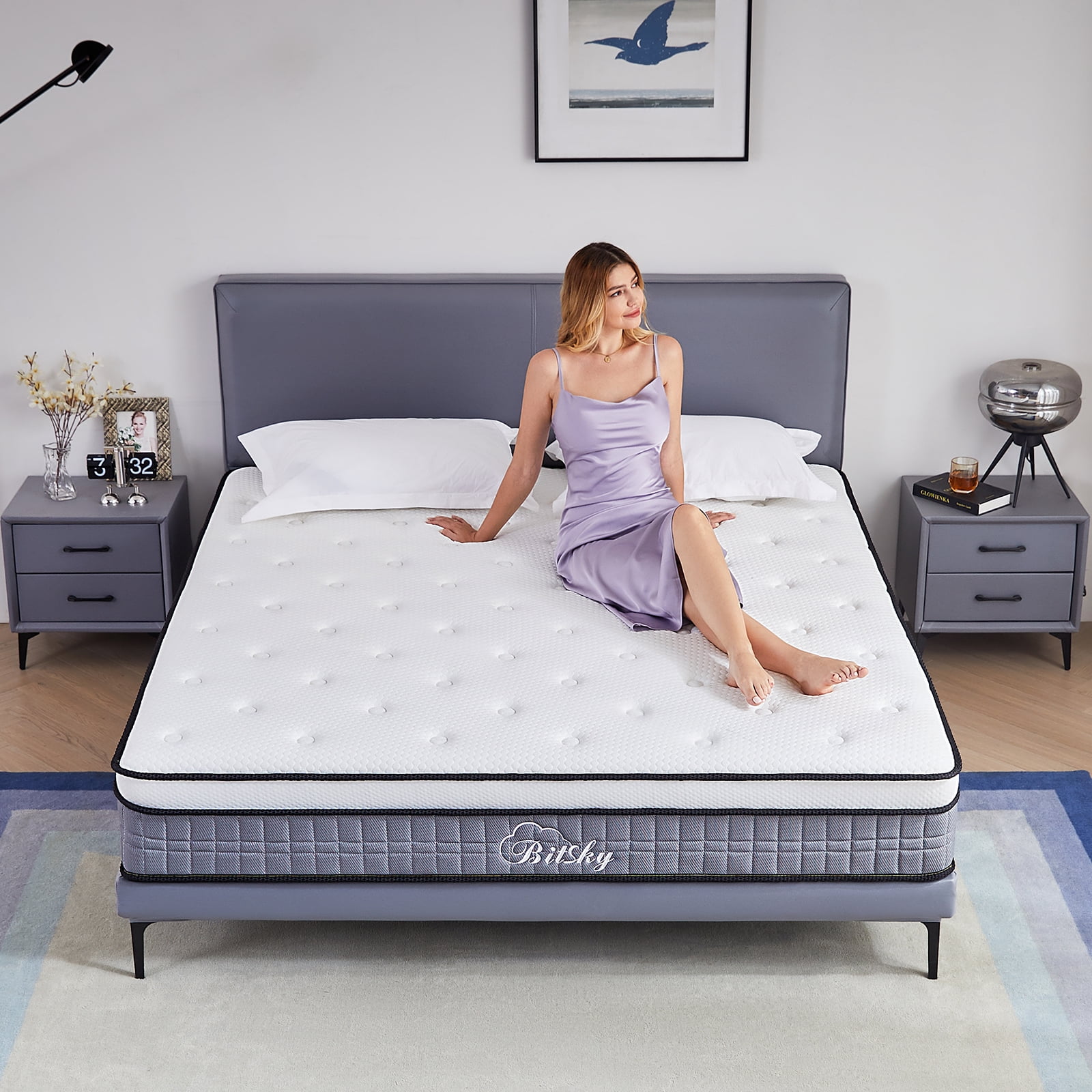Queen Size Mattress, Bitsky 12 inch Memory Foam Mattress in a Box with Spring, CertiPUR-US Certified