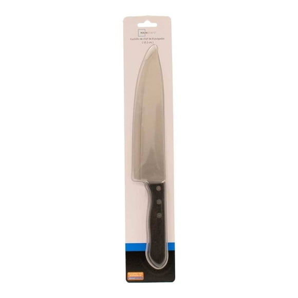 Cuchillo de Chef Mainstays de Acero Inoxidable Mango Negro de Madera 33.2 cm